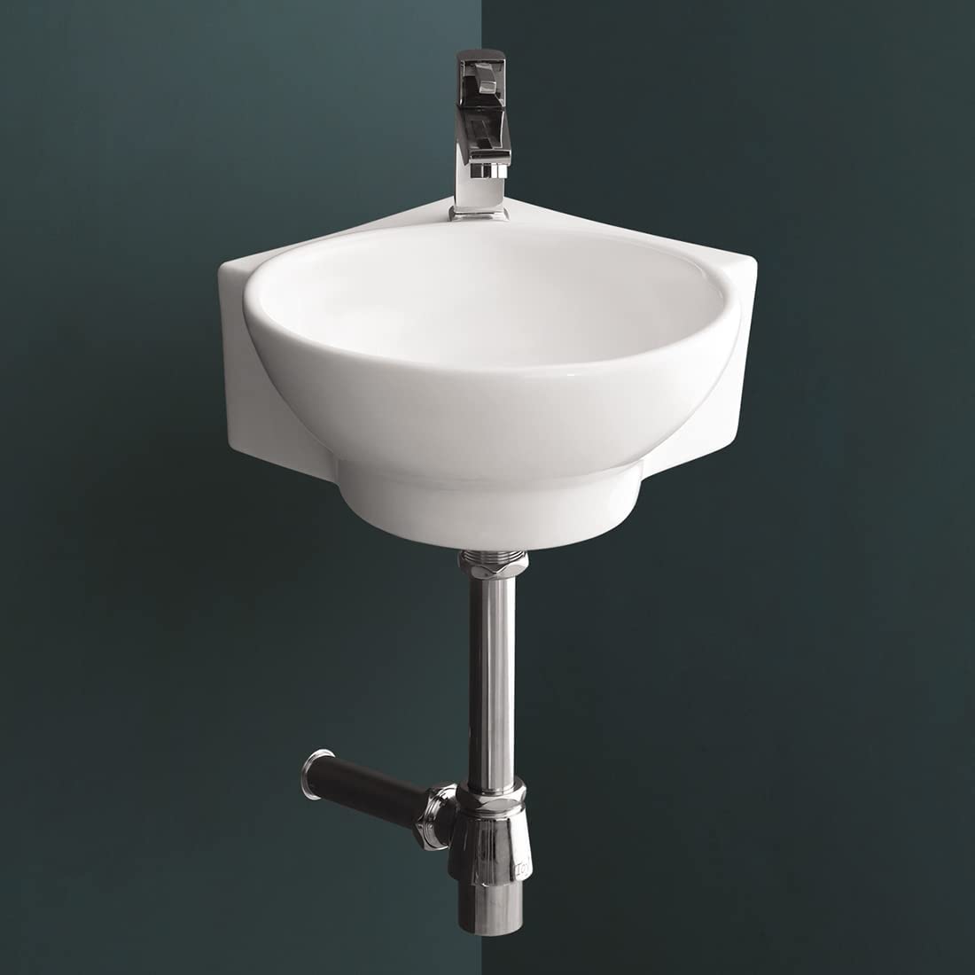 LILY CORNER Wall Mounted Wash Basin for Bathroom White Round Perry 345 x 345 x 140 mm