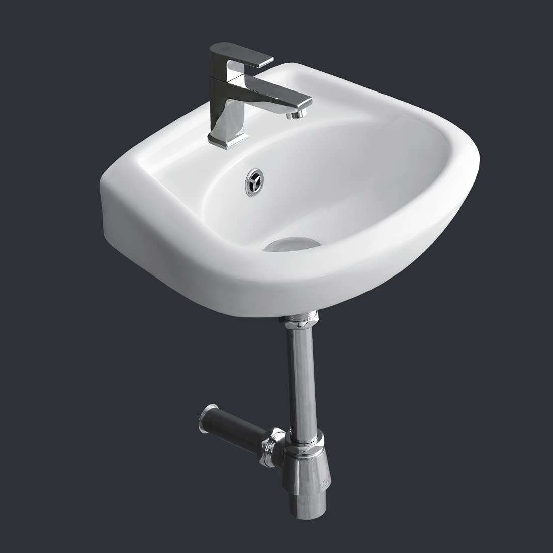 NANO Wall Mounted Wash Basin for Bathroom White Rectangle 380x300x190 mm