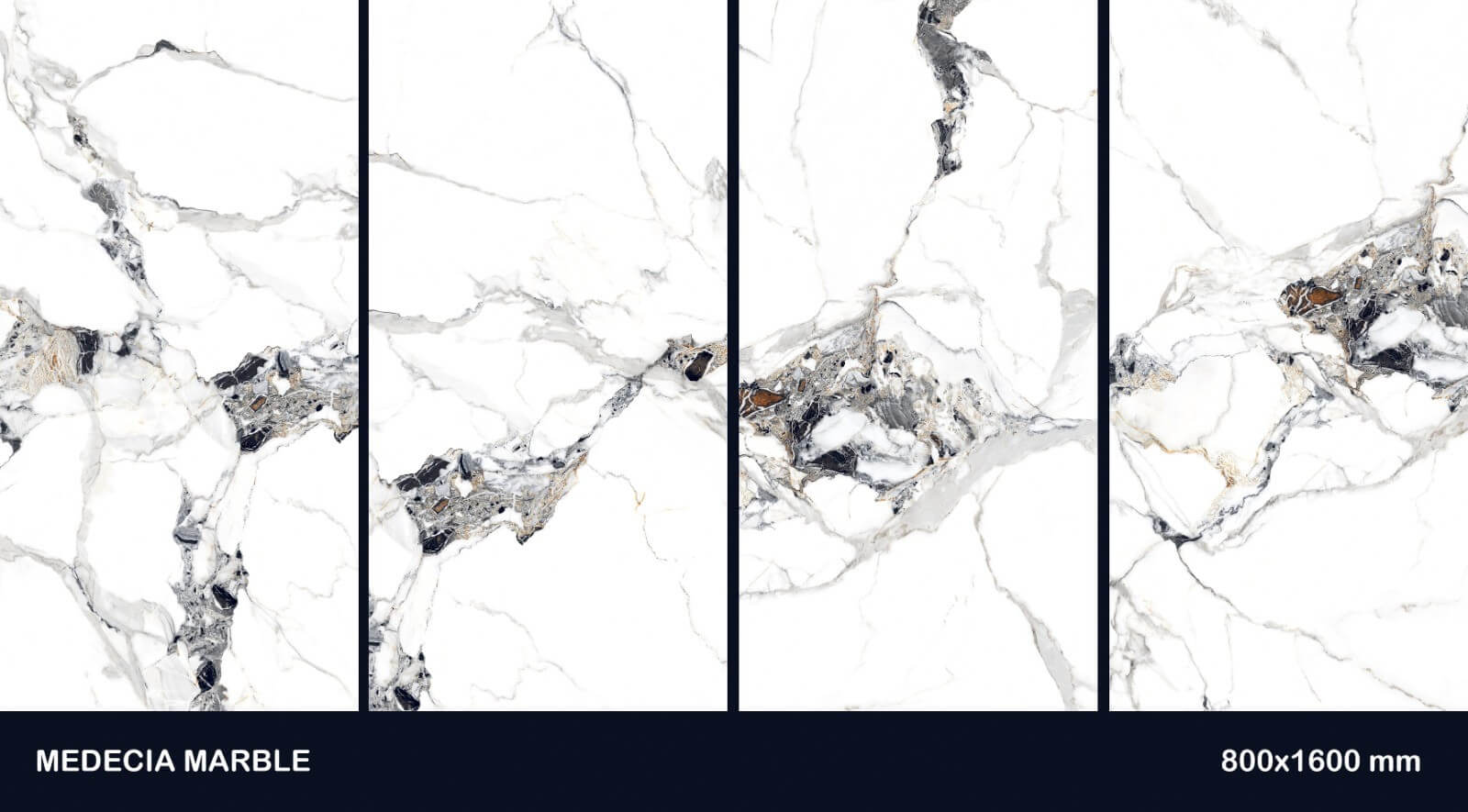 Medicea Marble Rectified Large Format Matt Stone Effect Porcelain (800mm x 1600mm) Floor & Wall Tiles