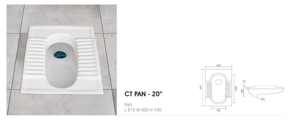 CT Turkish and Asian Style White Squat Toilet Pan 20