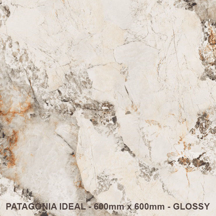 Patagonia Ideal Rectified Glossy Porcelain (600mm x 600mm) Wall And Floor Tiles