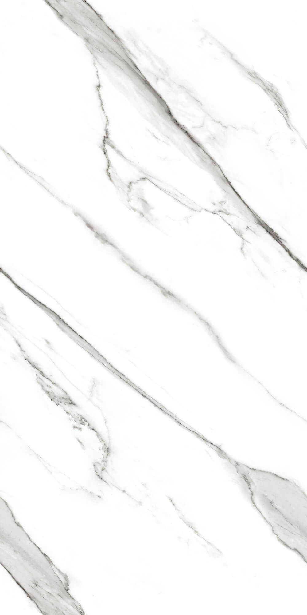 Royal Statuario Porțelan cu efect de piatră lucios, rectificat fără sfârșit, format mare, 800x1600 mm, gresie și pereți