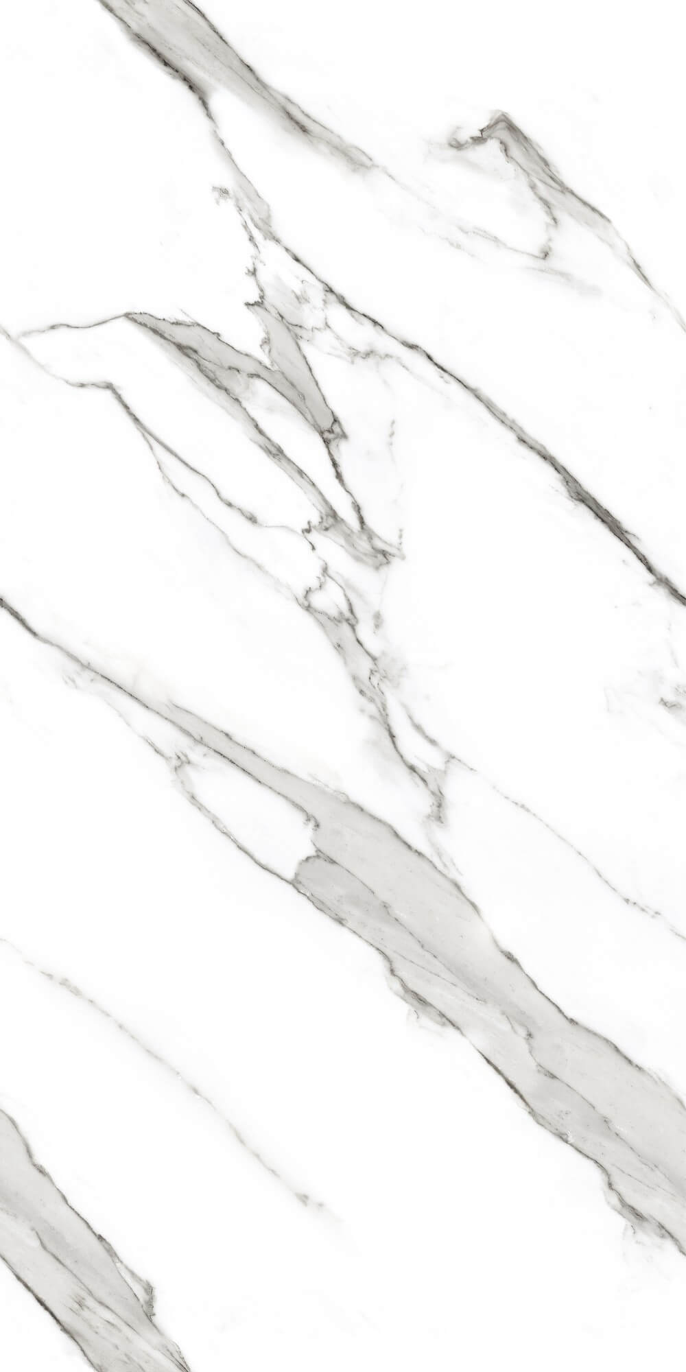 Royal Statuario Porțelan cu efect de piatră lucios, rectificat fără sfârșit, format mare, 800x1600 mm, gresie și pereți