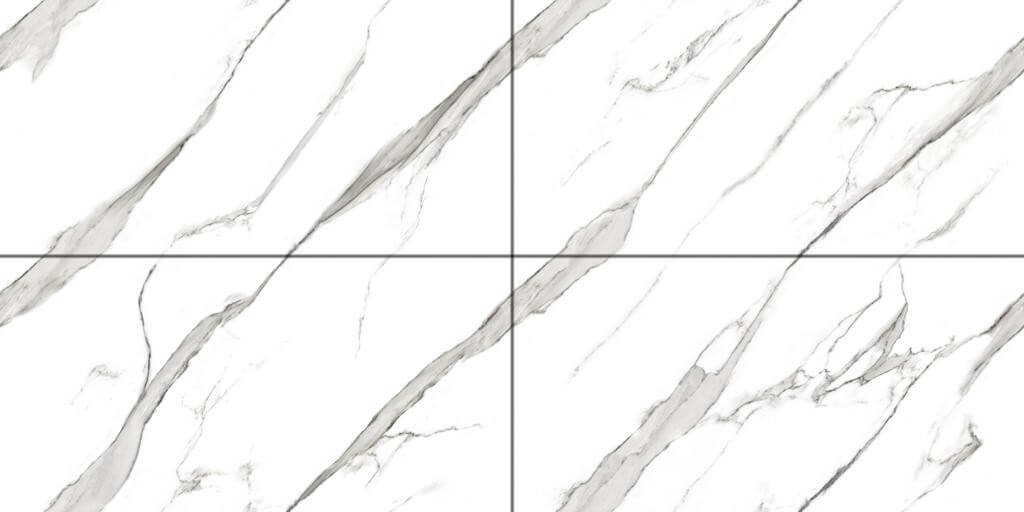 Royal Statuario Porțelan cu efect de piatră lucios, rectificat fără sfârșit, format mare, 800x1600 mm, gresie și pereți