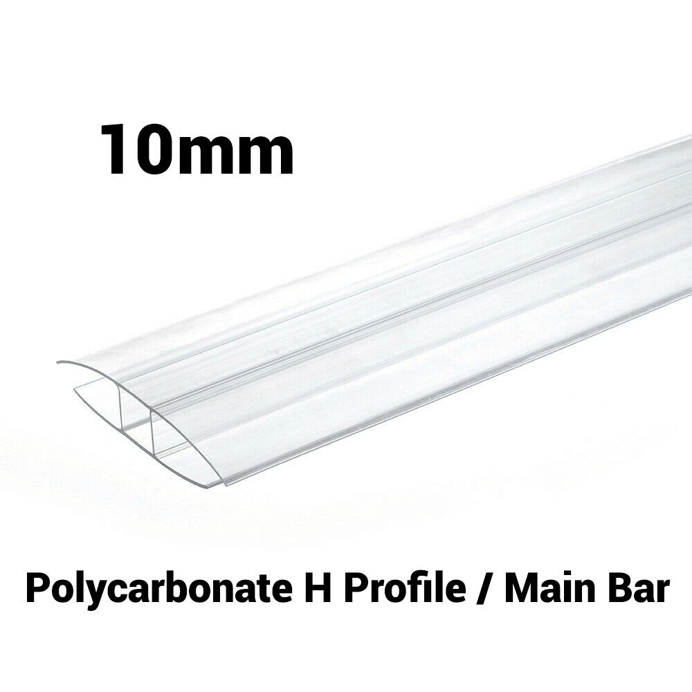 10mm Polycarbonate H Profile Clear Various Size 10 Year Warranty