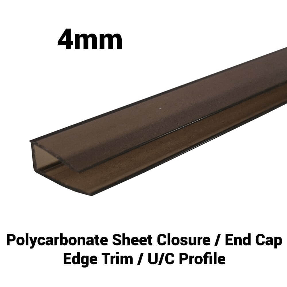 4mm Polycarbonate U Profile Bronze Various Size 10 Year Warranty
