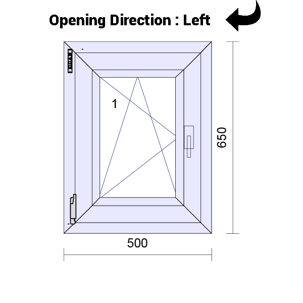 uPVC Tilt and Turn Double Glazed Window Frame and Glass 70mm UK 2 Gasket Seal - 610 x 1160 mm