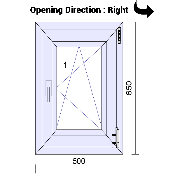 uPVC Tilt and Turn Double Glazed Window Frame and Glass 70mm UK 2 Gasket Seal - 610 x 1160 mm