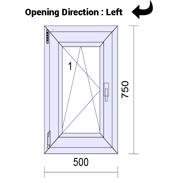 uPVC Tilt and Turn Double Glazed Window Frame and Glass 70mm UK 2 Gasket Seal - 610 x 1160 mm