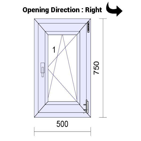 uPVC Tilt and Turn Double Glazed Window Frame and Glass 70mm UK 2 Gasket Seal - 610 x 1160 mm