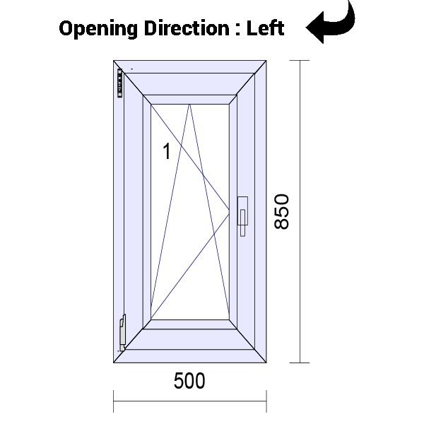 uPVC Tilt and Turn Double Glazed Window Frame and Glass 70mm UK 2 Gasket Seal - 610 x 1160 mm