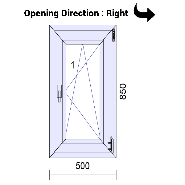 uPVC Tilt and Turn Double Glazed Window Frame and Glass 70mm UK 2 Gasket Seal - 610 x 1160 mm