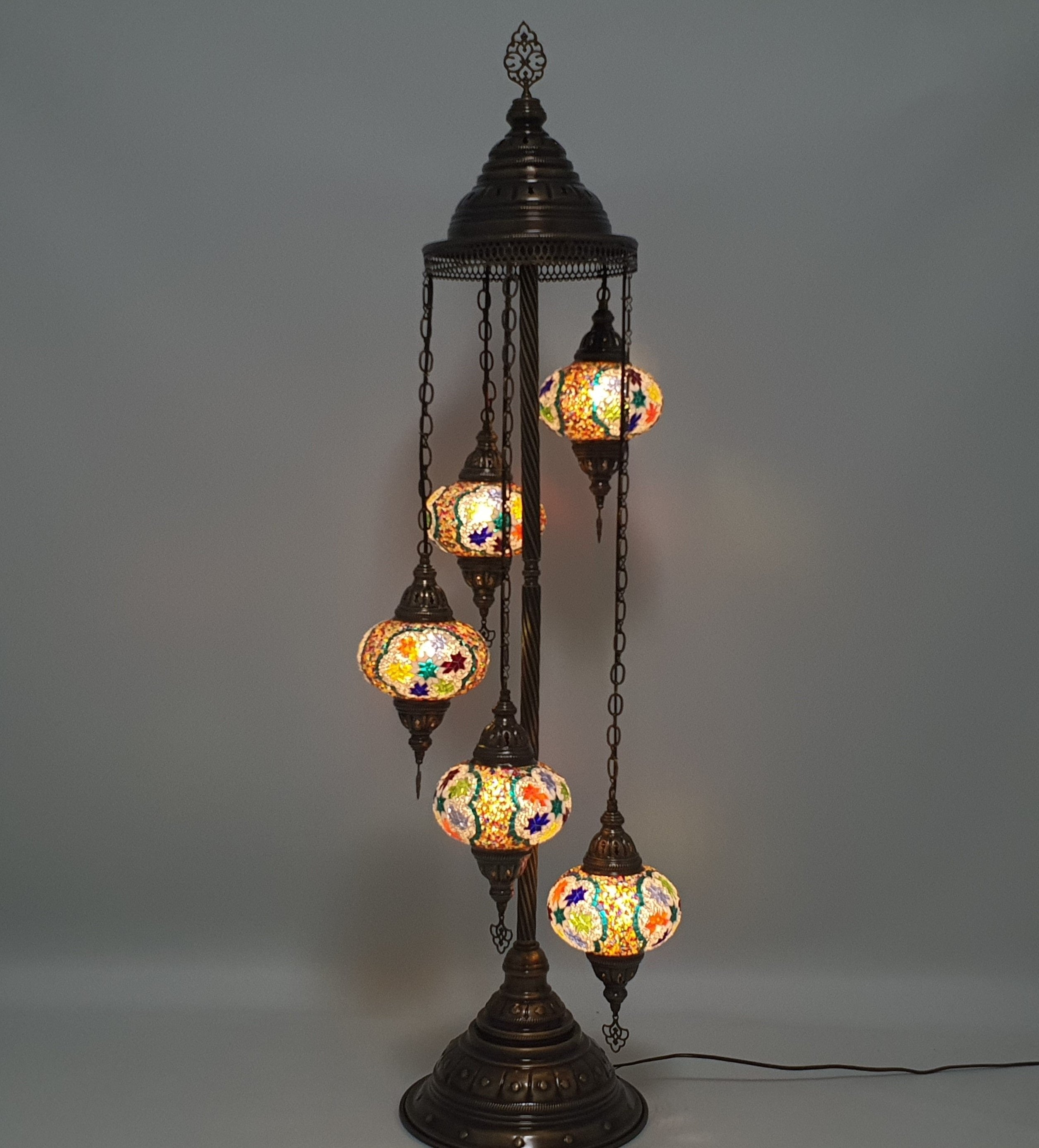 5 Globe Star Mix Turecka mozaika Tiffany Lampa podłogowa LED Light