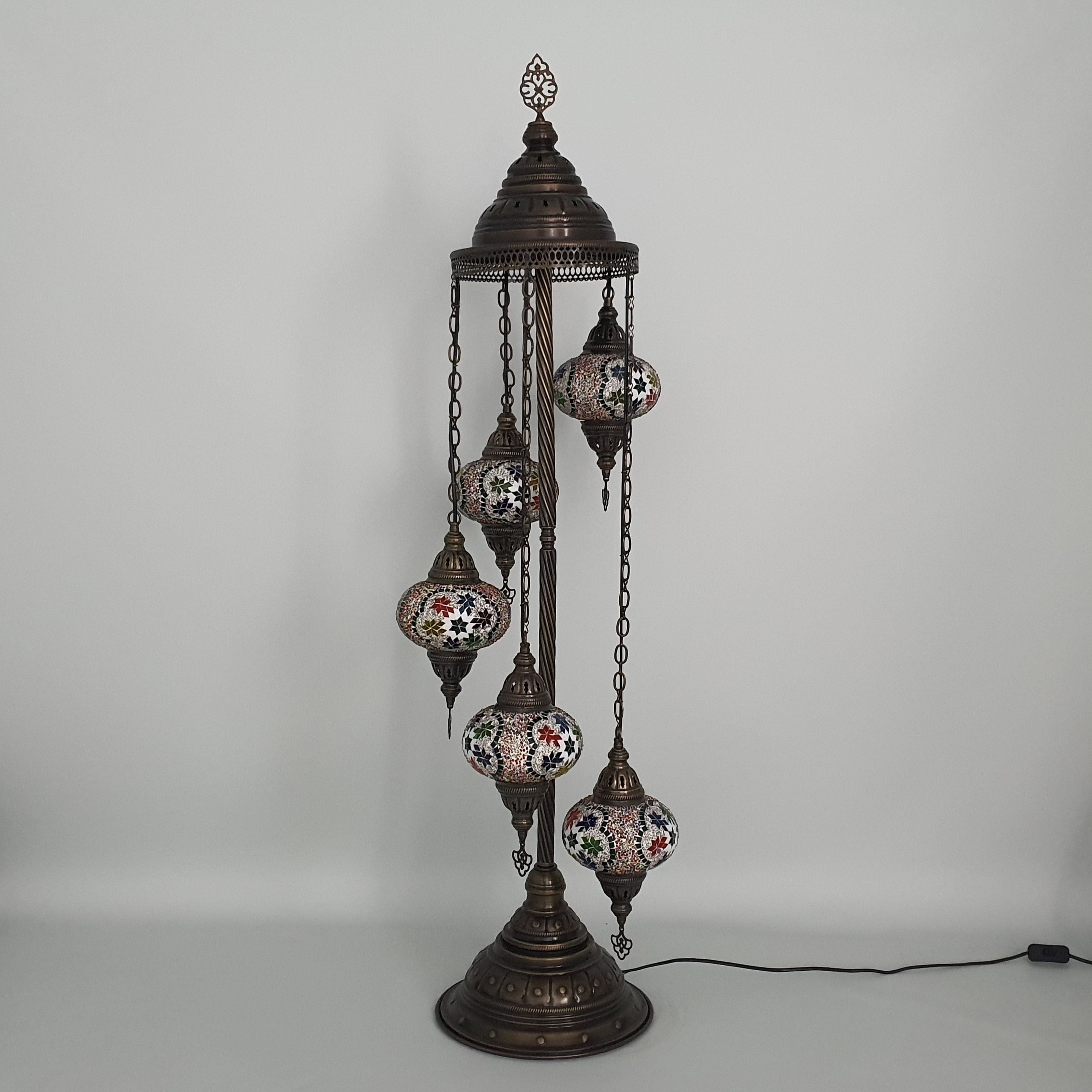 5 Globe Star Mix Turecka mozaika Tiffany Lampa podłogowa LED Light