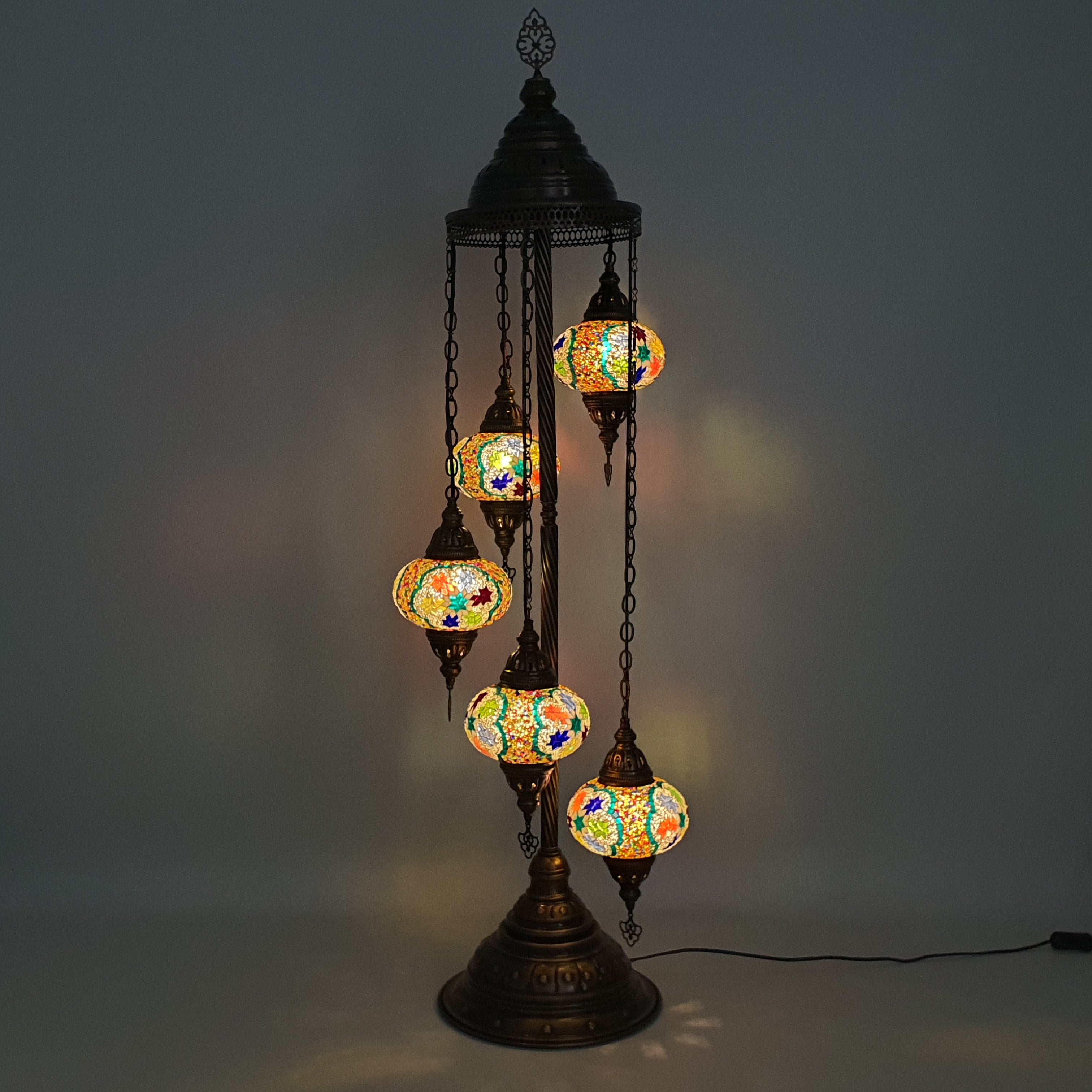 5 Globe Star Mix Turecka mozaika Tiffany Lampa podłogowa LED Light