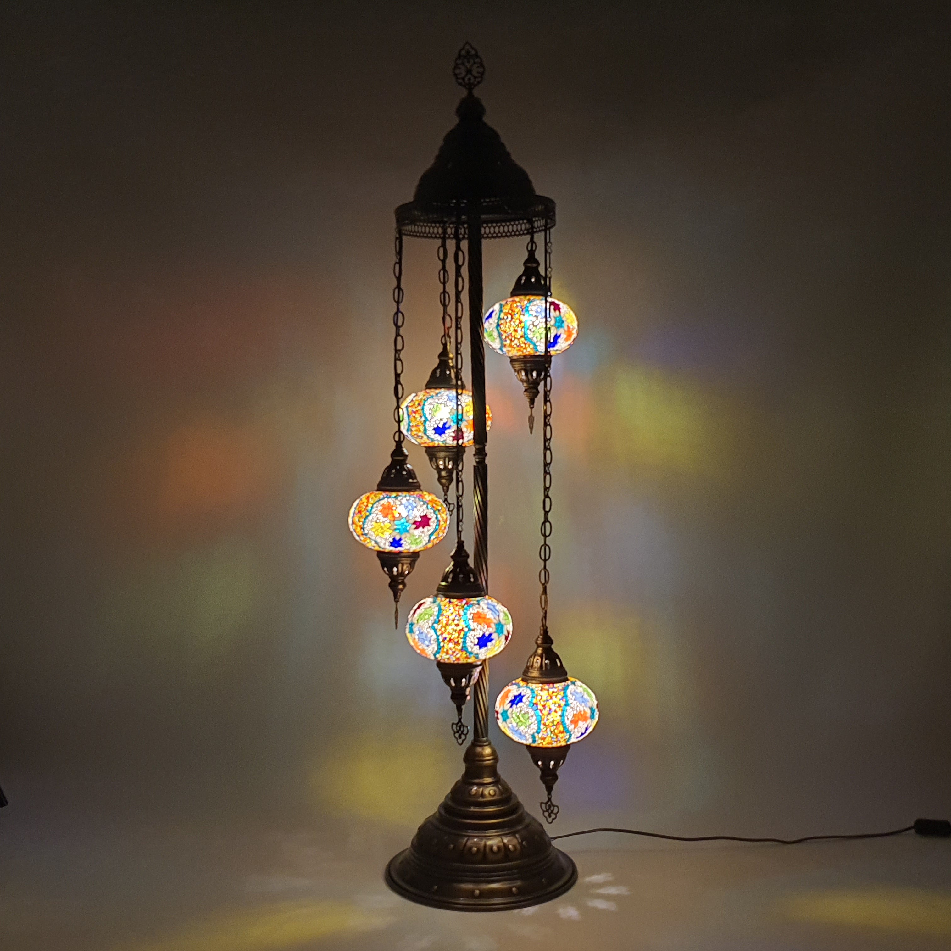 5 Globe Star Mix Turecka mozaika Tiffany Lampa podłogowa LED Light