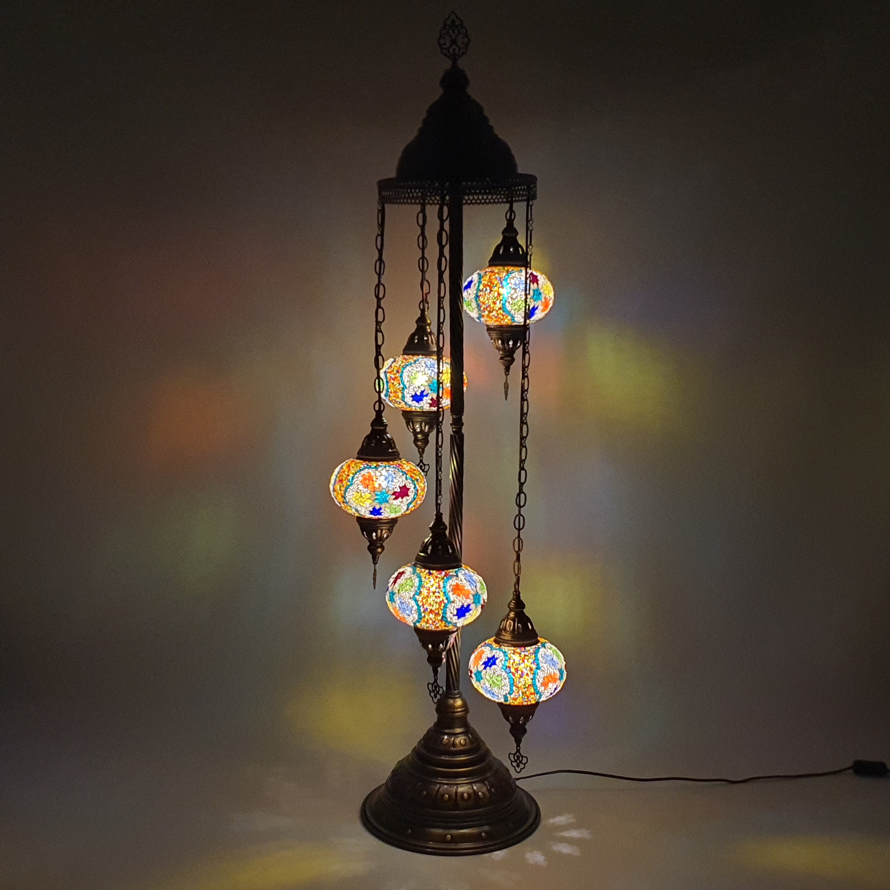 5 Globe Star Mix Turecka mozaika Tiffany Lampa podłogowa LED Light