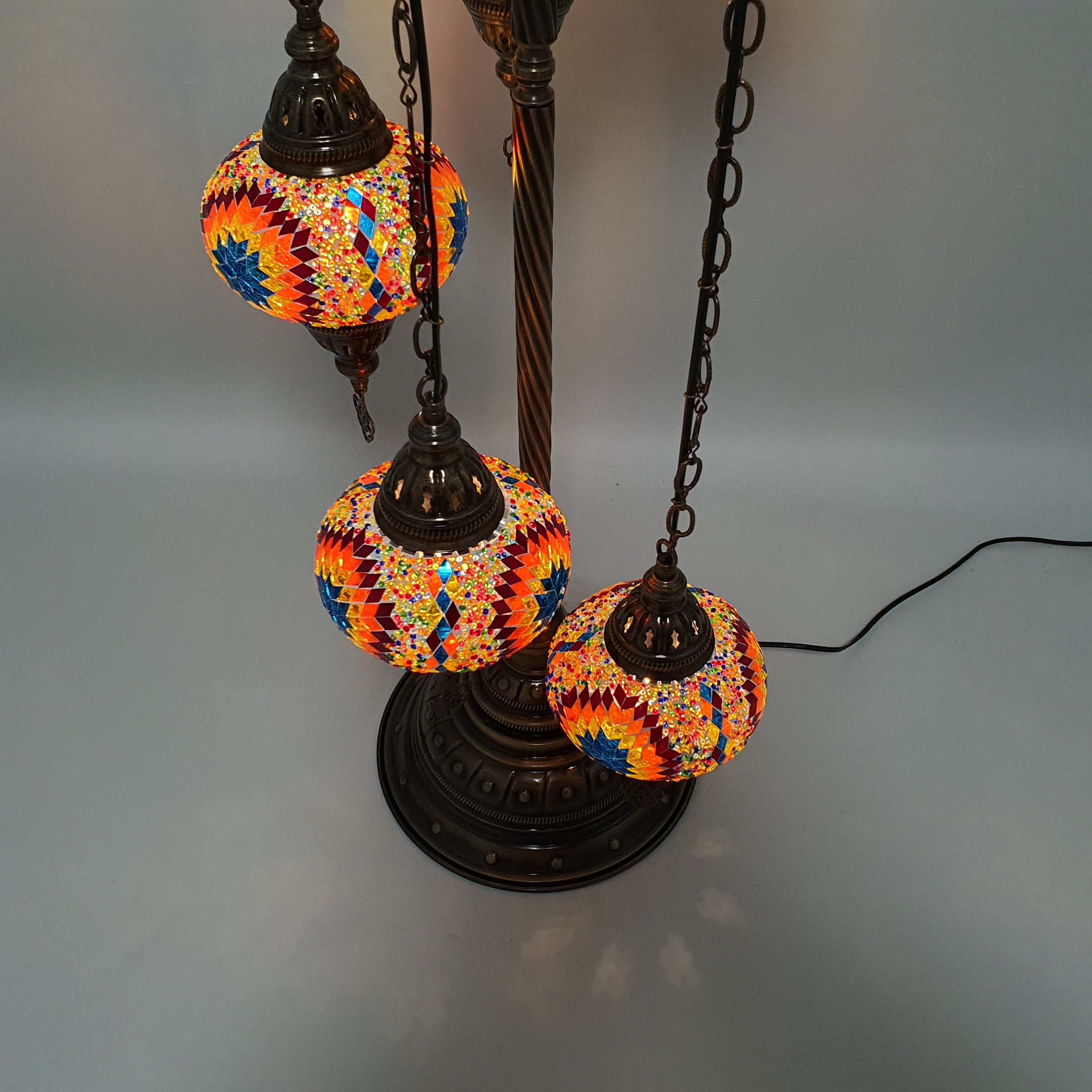 5 Globe Warm Mix Turkish Tiffany Mosaic Floor Lamp LED Light