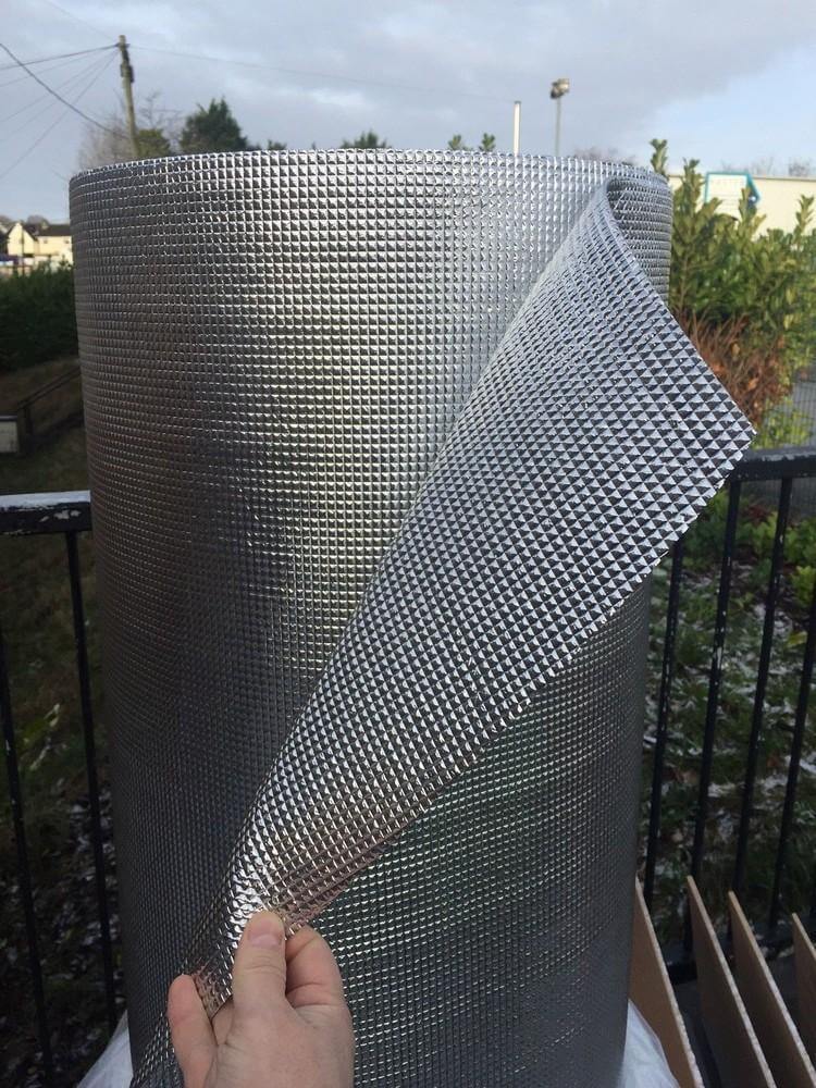 5mm Foil EPE Foam Insulation Underlay Double Sided Grid Silver Colour