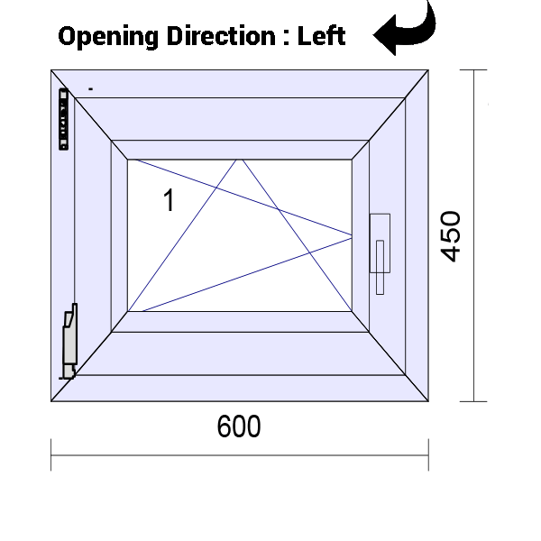 uPVC Tilt and Turn Double Glazed Window Frame and Glass 70mm UK 2 Gasket Seal - 610 x 1160 mm