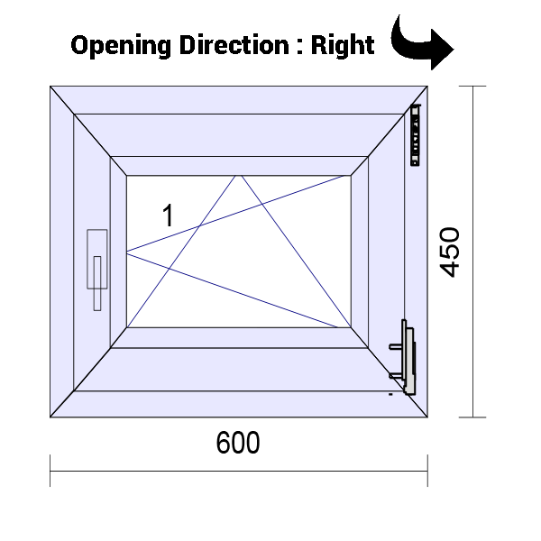 uPVC Tilt and Turn Double Glazed Window Frame and Glass 70mm UK 2 Gasket Seal - 610 x 1160 mm