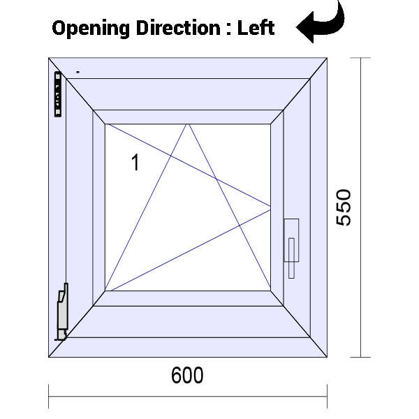 uPVC Tilt and Turn Double Glazed Window Frame and Glass 70mm UK 2 Gasket Seal - 610 x 1160 mm