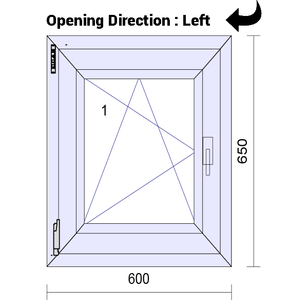 uPVC Tilt and Turn Double Glazed Window Frame and Glass 70mm UK 2 Gasket Seal - 610 x 1160 mm