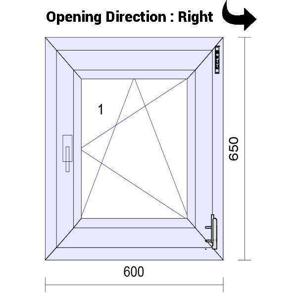 uPVC Tilt and Turn Double Glazed Window Frame and Glass 70mm UK 2 Gasket Seal - 610 x 1160 mm