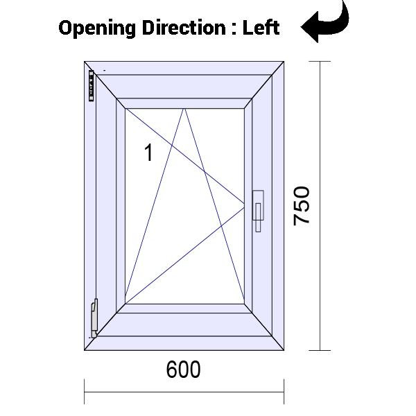 uPVC Tilt and Turn Double Glazed Window Frame and Glass 70mm UK 2 Gasket Seal - 610 x 1160 mm