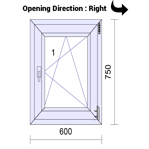 uPVC Tilt and Turn Double Glazed Window Frame and Glass 70mm UK 2 Gasket Seal - 610 x 1160 mm