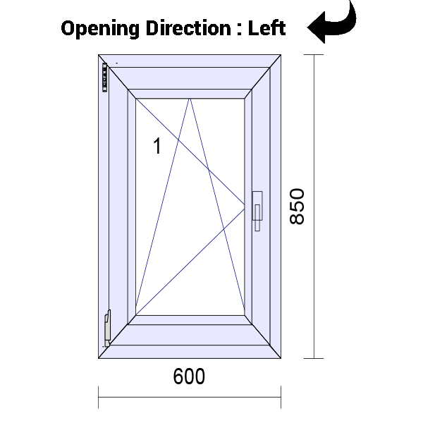 uPVC Tilt and Turn Double Glazed Window Frame and Glass 70mm UK 2 Gasket Seal - 610 x 1160 mm