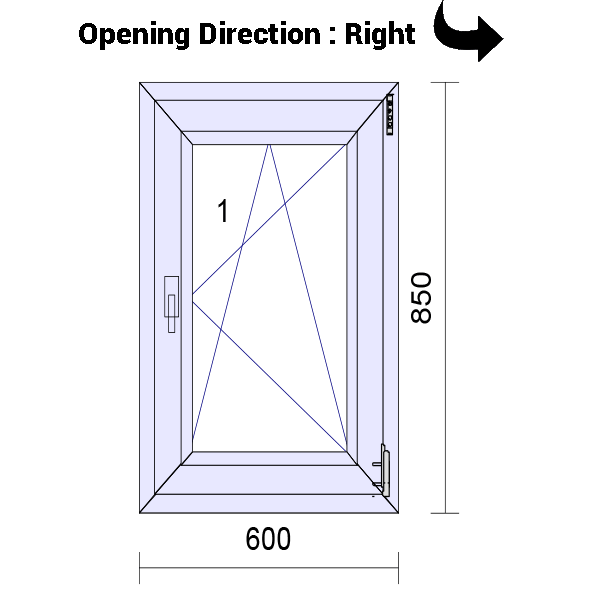 uPVC Tilt and Turn Double Glazed Window Frame and Glass 70mm UK 2 Gasket Seal - 610 x 1160 mm