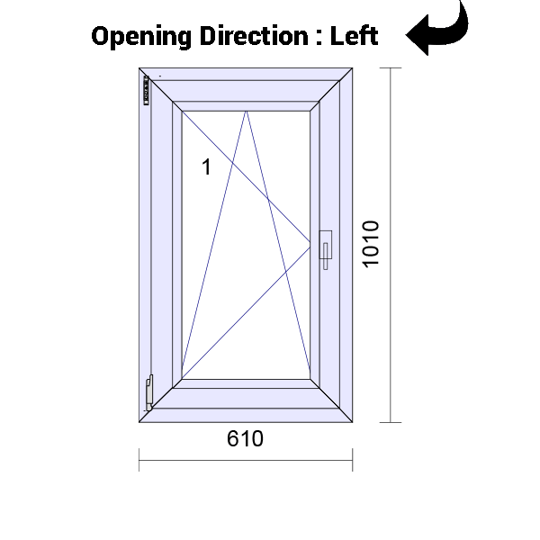 uPVC Tilt and Turn Double Glazed Window Frame and Glass 70mm UK 2 Gasket Seal - 610 x 1160 mm
