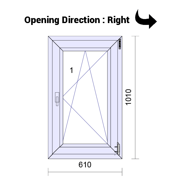 uPVC Tilt and Turn Double Glazed Window Frame and Glass 70mm UK 2 Gasket Seal - 610 x 1160 mm