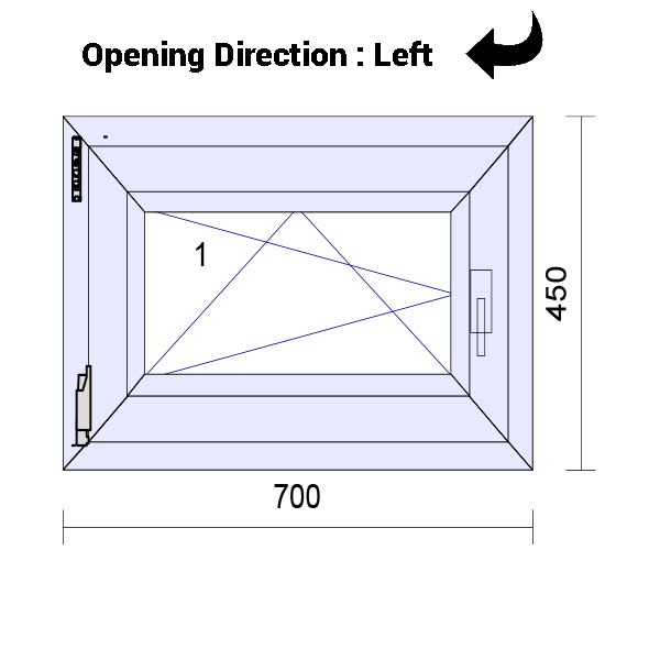 uPVC Tilt and Turn Double Glazed Window Frame and Glass 70mm UK 2 Gasket Seal - 610 x 1160 mm