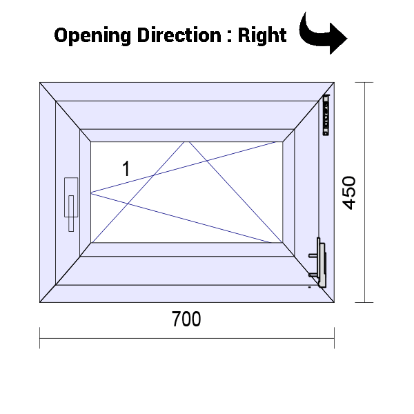 uPVC Tilt and Turn Double Glazed Window Frame and Glass 70mm UK 2 Gasket Seal - 610 x 1160 mm