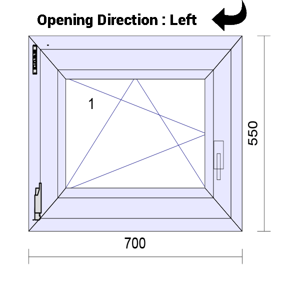 uPVC Tilt and Turn Double Glazed Window Frame and Glass 70mm UK 2 Gasket Seal - 610 x 1160 mm