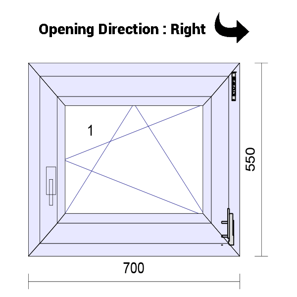 uPVC Tilt and Turn Double Glazed Window Frame and Glass 70mm UK 2 Gasket Seal - 610 x 1160 mm