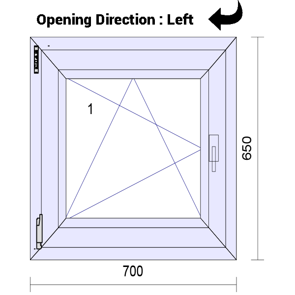 uPVC Tilt and Turn Double Glazed Window Frame and Glass 70mm UK 2 Gasket Seal - 610 x 1160 mm