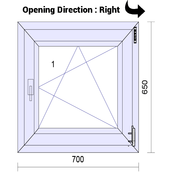 uPVC Tilt and Turn Double Glazed Window Frame and Glass 70mm UK 2 Gasket Seal - 610 x 1160 mm