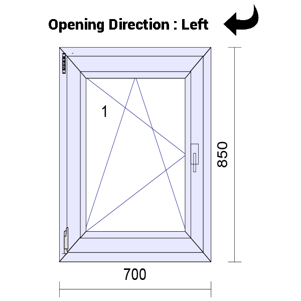 uPVC Tilt and Turn Double Glazed Window Frame and Glass 70mm UK 2 Gasket Seal - 610 x 1160 mm