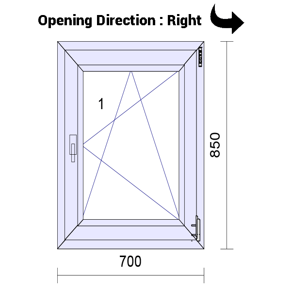 uPVC Tilt and Turn Double Glazed Window Frame and Glass 70mm UK 2 Gasket Seal - 610 x 1160 mm