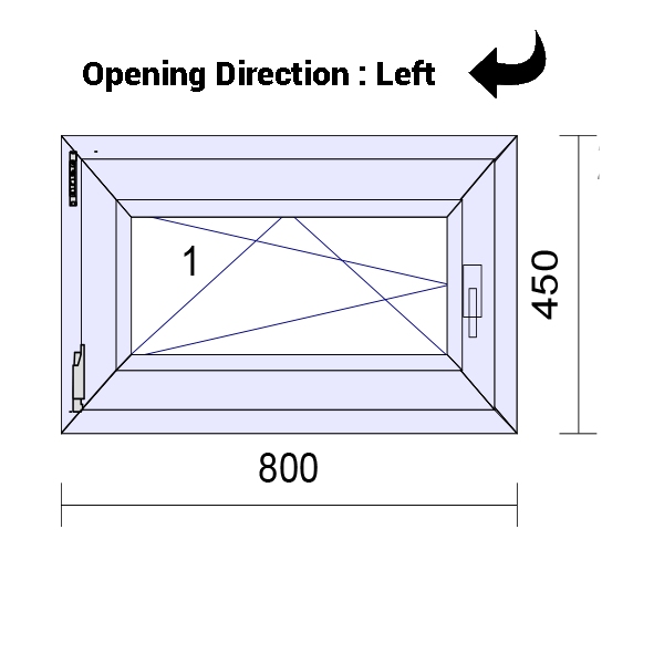 uPVC Tilt and Turn Double Glazed Window Frame and Glass 70mm UK 2 Gasket Seal - 610 x 1160 mm