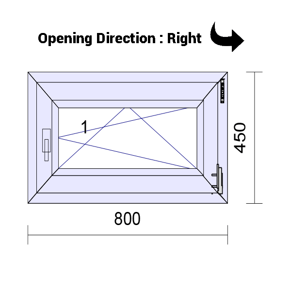 uPVC Tilt and Turn Double Glazed Window Frame and Glass 70mm UK 2 Gasket Seal - 610 x 1160 mm