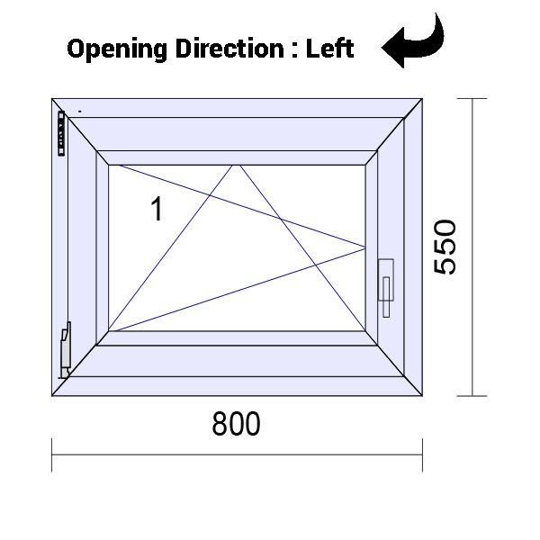 uPVC Tilt and Turn Double Glazed Window Frame and Glass 70mm UK 2 Gasket Seal - 610 x 1160 mm
