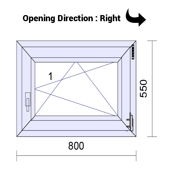 uPVC Tilt and Turn Double Glazed Window Frame and Glass 70mm UK 2 Gasket Seal - 610 x 1160 mm
