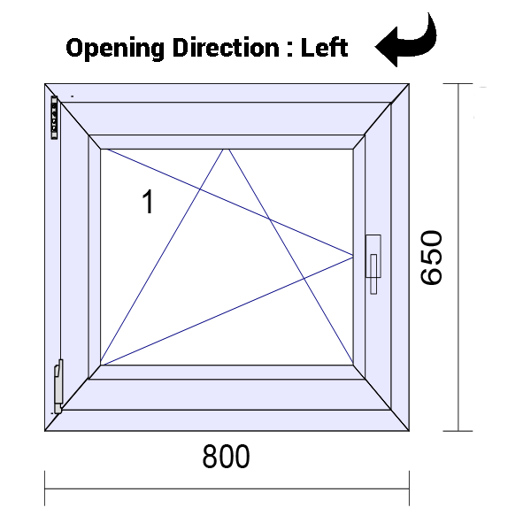 uPVC Tilt and Turn Double Glazed Window Frame and Glass 70mm UK 2 Gasket Seal - 610 x 1160 mm