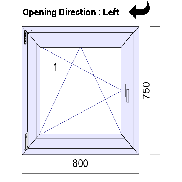 uPVC Tilt and Turn Double Glazed Window Frame and Glass 70mm UK 2 Gasket Seal - 610 x 1160 mm