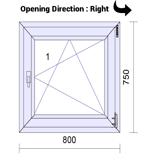 uPVC Tilt and Turn Double Glazed Window Frame and Glass 70mm UK 2 Gasket Seal - 610 x 1160 mm