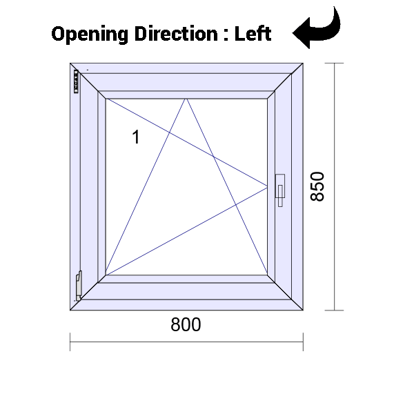 uPVC Tilt and Turn Double Glazed Window Frame and Glass 70mm UK 2 Gasket Seal - 610 x 1160 mm